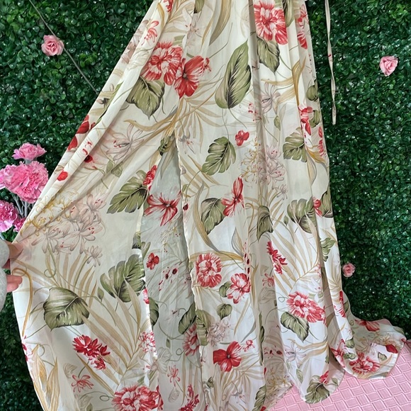 Floral Floorlength Flowy Gown with Double Leg Slits - Picture 4 of 5